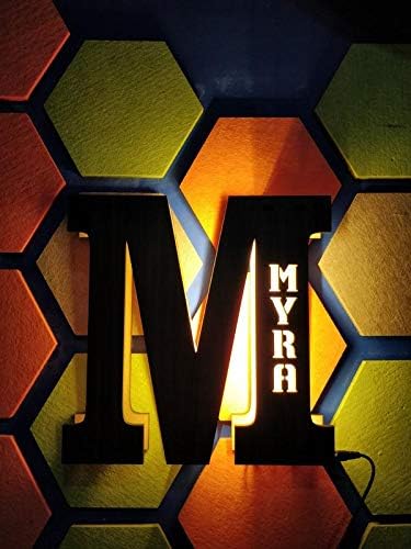 Design Elle Wooden Single Alphabet LED BASE Lamp Customized and Personalized with Any Alphabet and Name