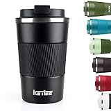 KETIEE Kaffeebecher to go, 380ml Thermobecher Kaffee-to-go, Coffee-to-go-Becher Kaffeebecher Thermo Doppelwandig Reisebecher,Vakuum Isolierbecher mit auslaufsicherem Deckel für Kaffee und Tee,Schwarz