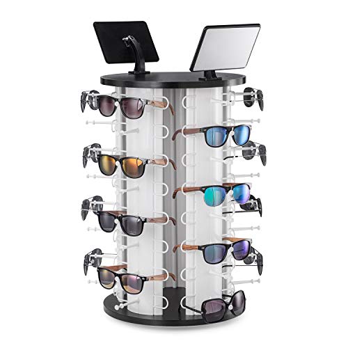 Polmart Countertop Sunglasses / Eyewear Display Stand, 360° Fully Rotatable with Mirror 40-Pair Capacity (White) by APL Display - Used condition - US$59.24