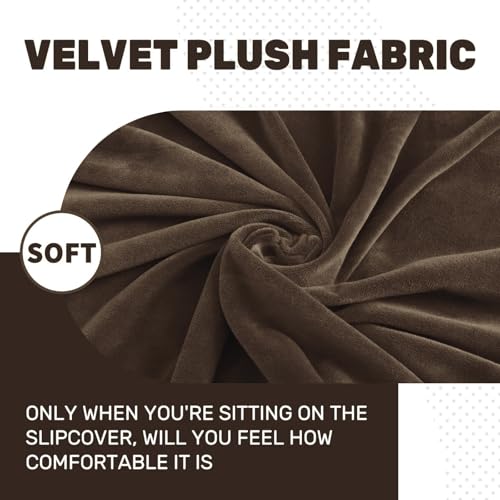 Image of ZNSAYOTX Stretch Velvet Recliner Cover 4-Pieces, Thick Soft Recliner Chair Slipcover with Pocket, Non-Slip Elastic Bottom for Kids Pets, Luxury Plush Reclining Protector Comfy Washable (Dark Coffee)