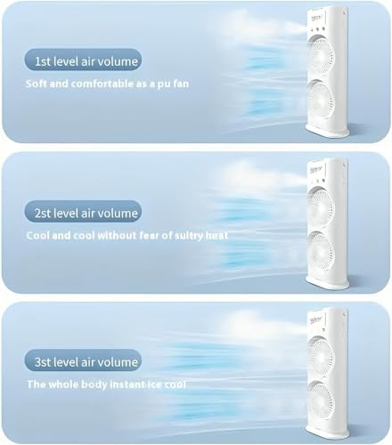 Image of efluky 4000mAh Double Ended Spray Fan, Cold Air, 2025 New 3 Gears USB Rechargeable with LED Light Cooler, Tower Air Coolers & Remote Control,Water Tank,Table fan for Home,Office (A-White)