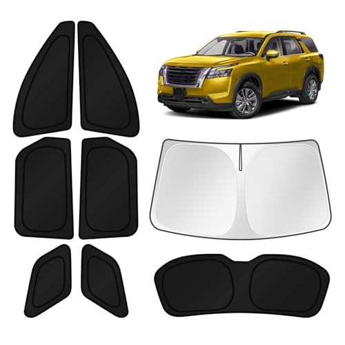 Image of KUST Car Window Shades for 2022-2025 2026 Nissan Pathfinder Accessories Windshield Sun Shade Side Rear Window Covers Sunshade Privacy Protection for Camping Blackout UV Block Full Set 8PCS