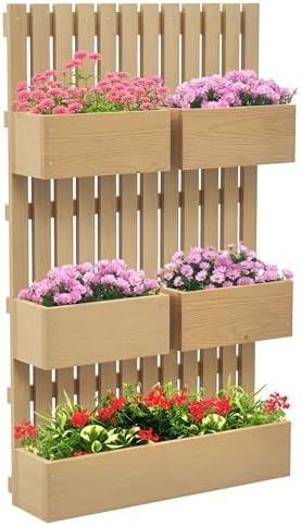 Outsunny Jardinera de pared con 5 cubetas enrejadas de madera mac...