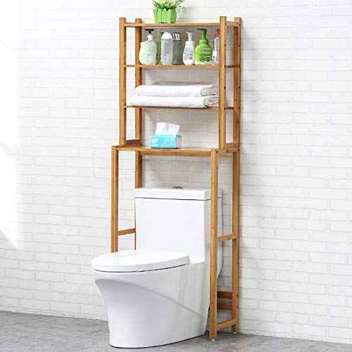 QXTT Estante De Almacenamiento De Madera De 2/4 Niveles para Baño WC Encima del Inodoro Retrete Organizador Compacto,4Tier