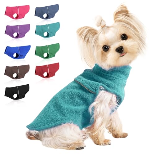 Image of Dog Clothes for Small Dogs Fleece Vest Dog Sweater Boy Girl, Warm Pullover Fleece Doggie Jacket, Winter Pet Ourfit Chihuahua Sweater - Yorkie Clothes (Lake Blue, X-Small)