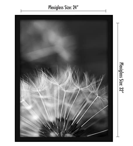 Americanflat 24x32 Poster Frame with Polished Plexiglass - Black Picture Frame - Wide Photo Frames Made of Engineered Wood for Vertical or Horizontal Wall Display - Epic Collection - Black