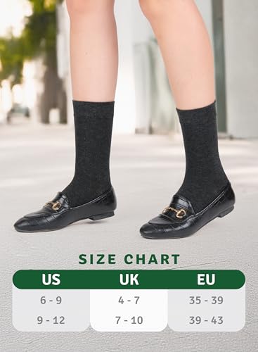 Image of Women's Bamboo Dress Socks, Crew for Business Trouser Casual, Soft, Thin & Seamless, Size 6-9 /9-12 (3, 4 or 5 Pairs)