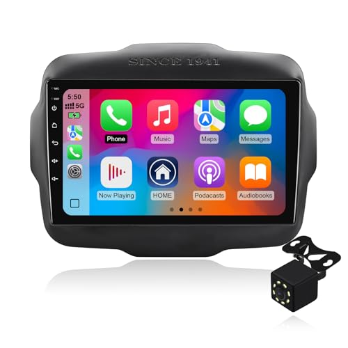 1+32G Android 14 Double Din Car Radio Stereo for Jeep Renegade 2015-2020 with 9" Touchscreen