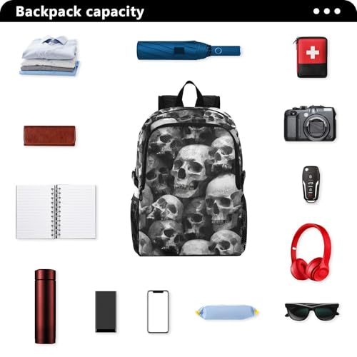AIXIWAWA Lightweight Hiking Backpacks Gothic Skull Print, Foldable Waterproof Daypack for Commute Travel2