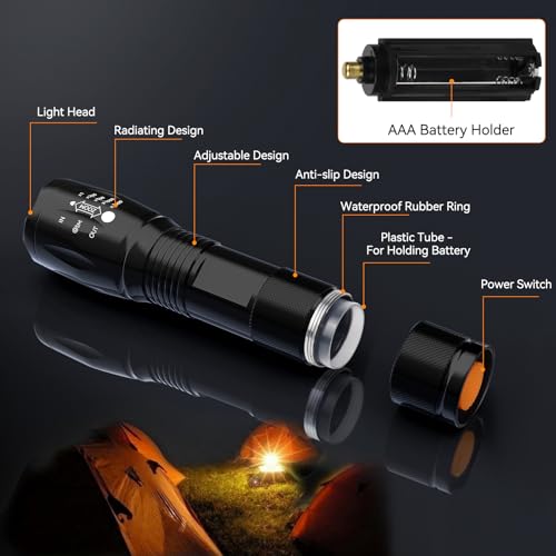 BESTSUN LED Flashlight 2 Pack, Small Flashlights Powerful High Lumens 5 Modes, Waterproof Zoomable Mini Flash Light for Home Emergencies Camping Essentials, Christmas Stocking Stuffers Gifts for Men