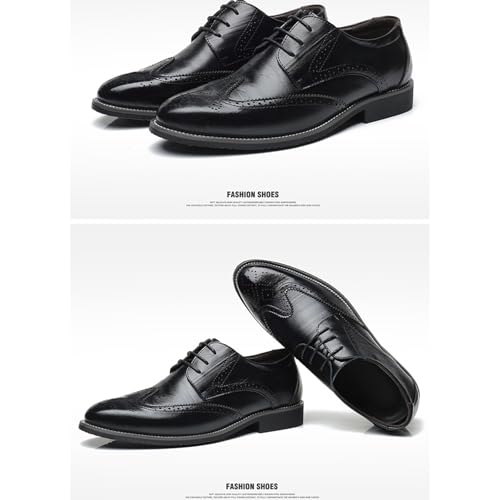 Mens Leather Oxfords Vintage Brogue Wingtip Fashion Lace Up Dress Shoes Business Casual Work Shoes3