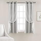 Lush Decor Star Sheer Insulated Grommet Blackout Window Curtain Panel Pair, 63