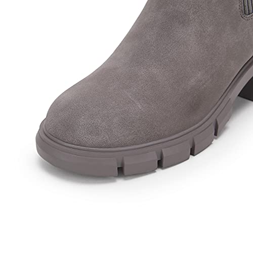 Image of Ruanyu Womens Platform Ankle Boots Elastic Chunky Block Heel Chelsea Booties Lug Sole Non-Slip Combat Shoes