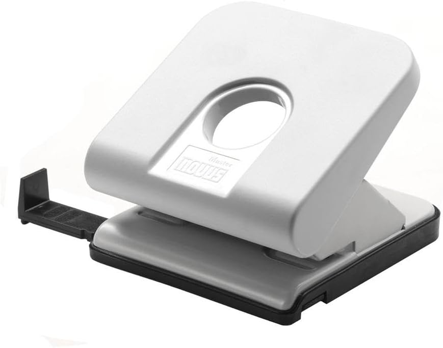 Novus Master Hole Punch (25 Sheets Hole Performance, with Stop Rail, Reliable Office Hole Punch) Grey