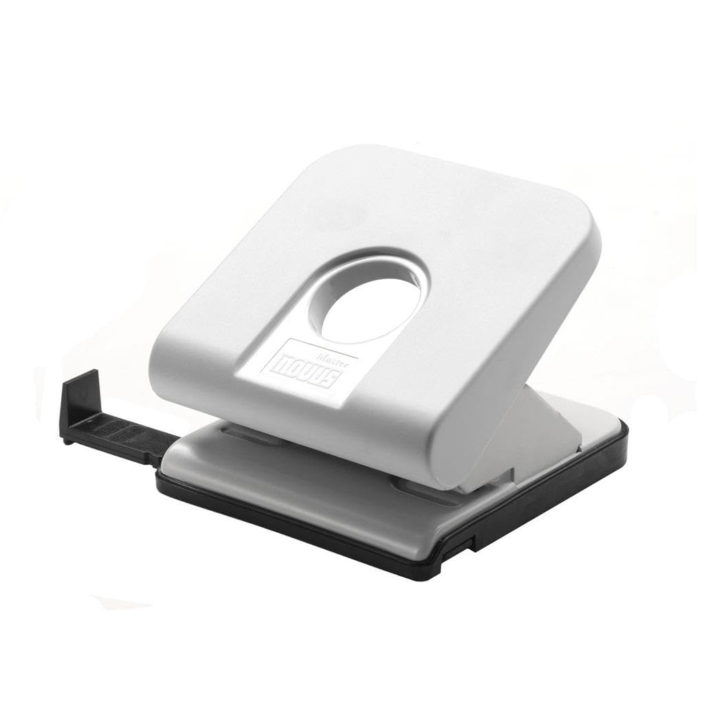 Novus Master Hole Punch (25 Sheets Hole Performance, with Stop Rail, Reliable Office Hole Punch) Grey
