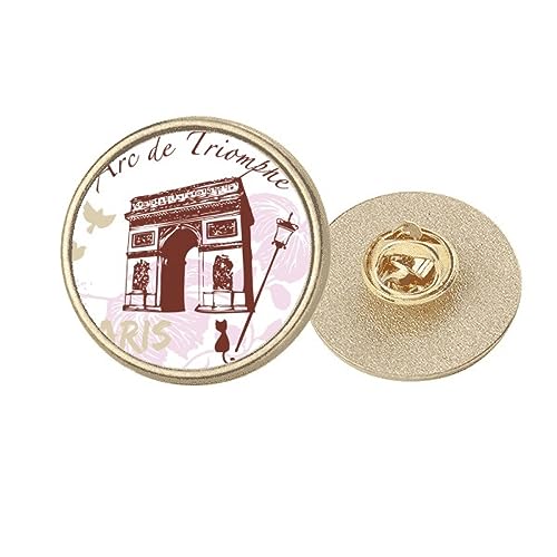 Broche Arche de Triomphe en métal doré pour vêtements, taille M