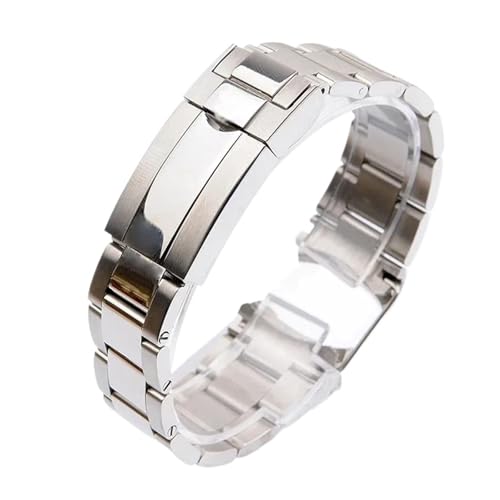 Genérico Pulsera de reloj compatible con Rolex Submariner Daytona SUP GMT for hombre. Cierre botón ajuste fino. Cadena acero inoxidable 904L 20 mm(Bright silver,21mm)