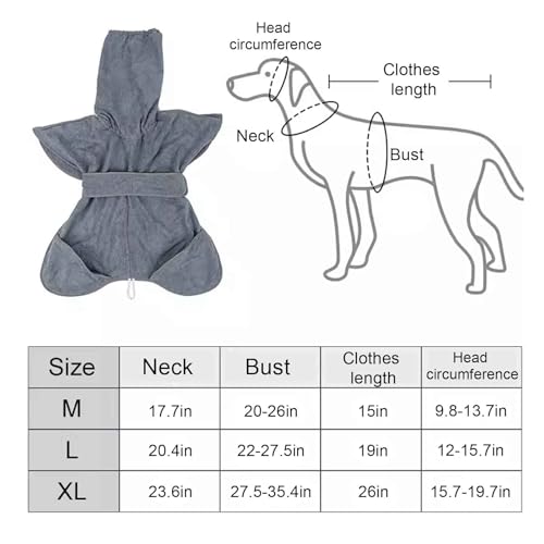 PJDDP Hundebadetuch Extra Saugfahig, Verstellbares Halsband Und Taille Bademantel Gross,Dryup Cape, Geeignet Für Große Und Mittlere Hunde,XL