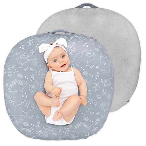Image of Newborn Lounger Cover, Soft Comfortable Baby Lounger Cover, 1 Pack Reversible Removable Slipover for Infant Lounger Pillow, Dinosaur (Lounger not Included)