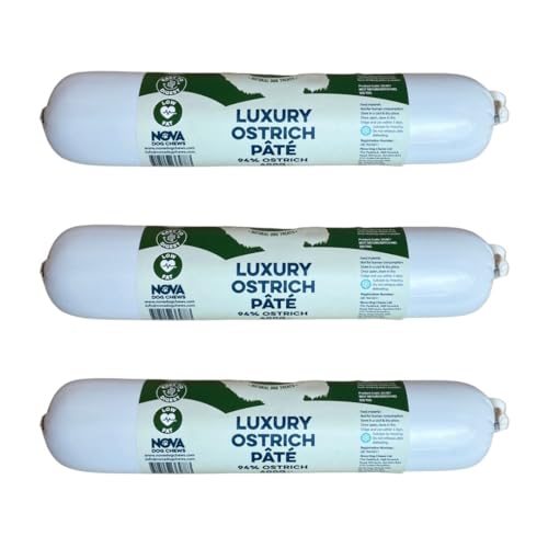 Paddock Farm - Dog Food Ostrich Pate Tube Pack Of 3x 400g. Single Protein Wet Dog Food Pate For Dogs. High Meat Content Treat Pet Food For Adult Dogs