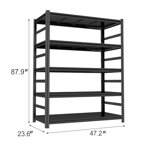 Image of Metal Shelving, Garage Shelves Series, Heavy Duty Storage Shelf, Large Industrial Steel Racks for Garage, Basement and Factories, Multifunctional Utility Shelving Unit