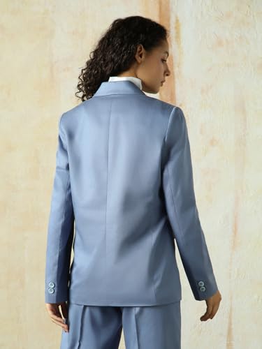 Image of High Star Women Solid Longline Length Oversized Notch Lapel Collar Full Sleeve Blazer