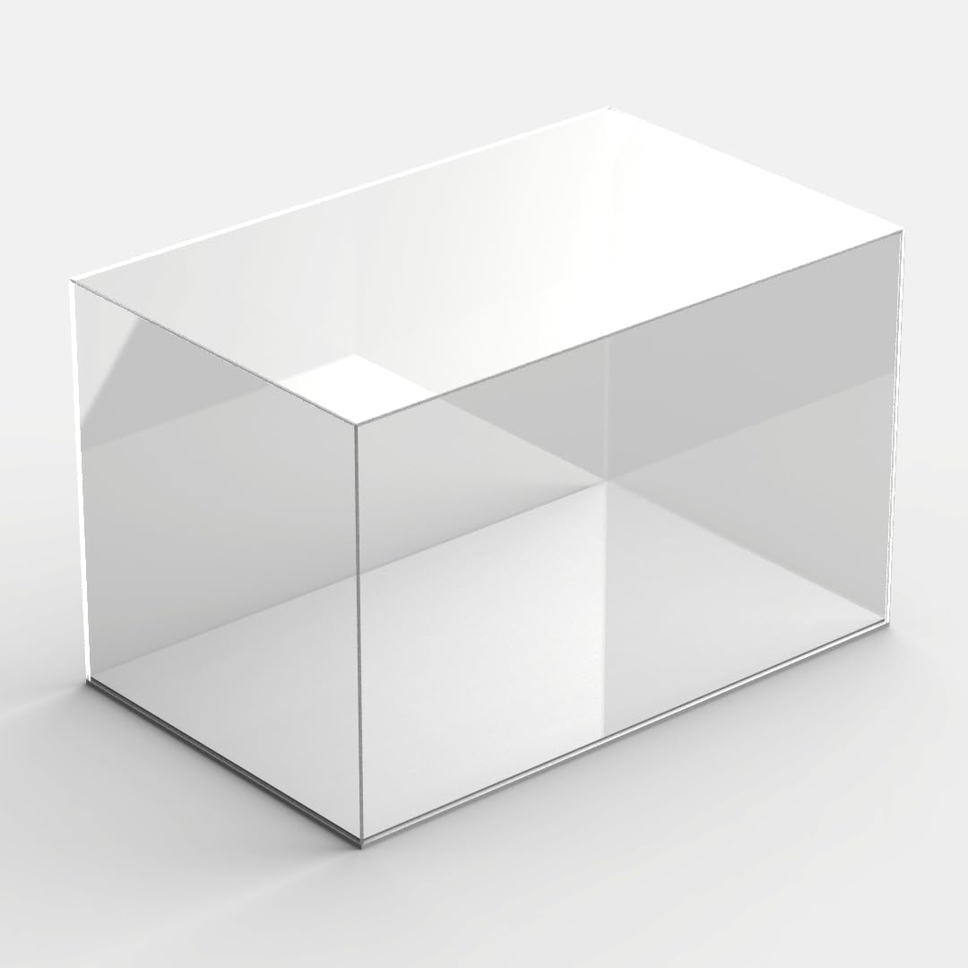 Hansen Vitrine Acryl / Schaukasten / Objektvitrine / Showcase rechteckig, 400x650x200 mm, mit weißem Boden