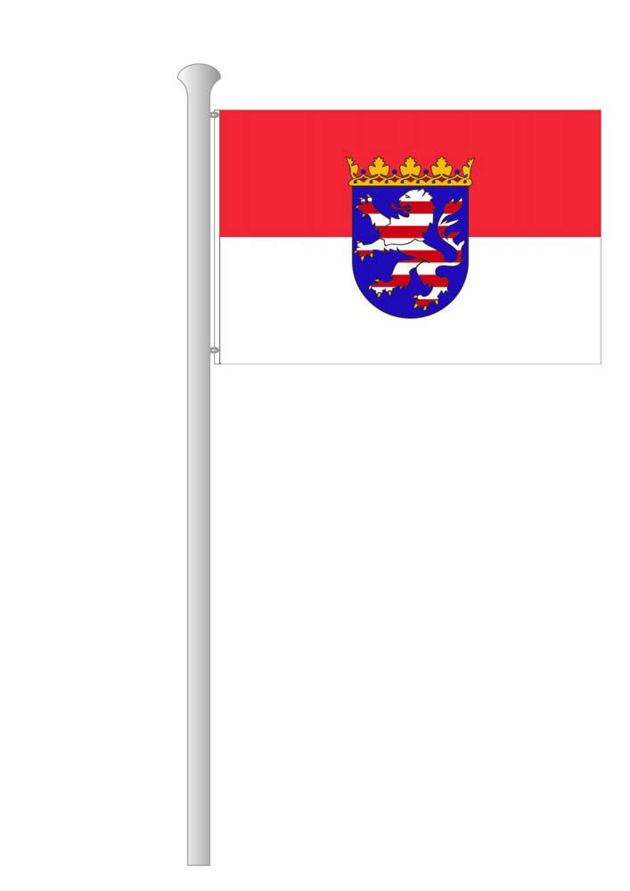 Deitert Bundesland-Flagge Hessen – 200x120 cm Hessen Fahne mit Wappen, Hissfahne aus reißfestem Polyester