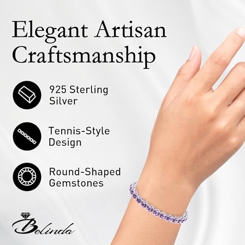 Women's 925 Sterling Silver 10 Ct. 7" Gemstone Bracelet Tennis Circle Rhodium Plated Sparkling Solitaire Round Prong Setting Jewelry Gift For Wedding Christmas3