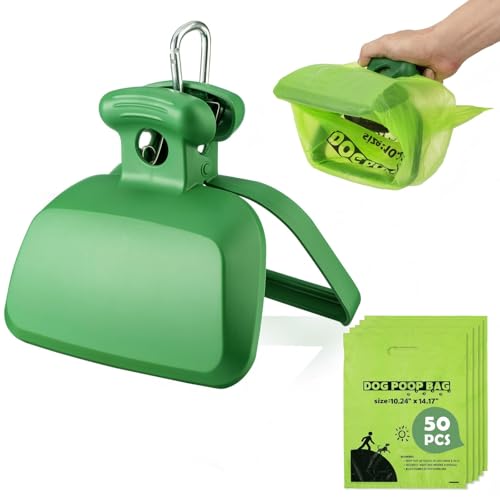 MXF Pooper Scooper, Portable Dog Pooper Scooper for Small and Large Dogs with 50 Dog Waste Bags, Heavy Duty Poop Scooper with Bag Attachment for Yard & Walks