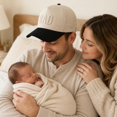 Image of DAD Hat for Men, Adjustable Embroidered Cap with EST 2026, First for New Dad