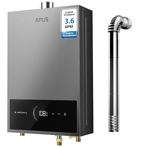 Image of APUS Tankless Water Heater Propane Gas, Up to 3.6 GPM, Indoor Hot Water Heater, 80,000 BTU on Demand Instant Hot Water Heaters with Smart Digital Display