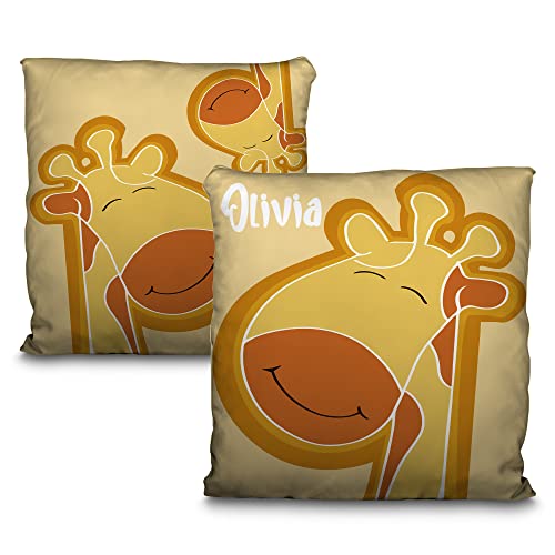 LolaPix Cojin Molon. Cojin Personalizado. Cojines Infantiles. Personalizado con Nombre. Ambas Caras. Varios tamaños y diseños. Jirafa Amiga