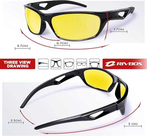 Image of RIVBOS Polarized Sports Sunglasses Driving Sun Glasses Shades for Men Women Tr90 Frame for Cycling Fishing Running RB831