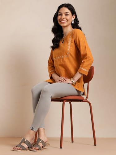 Image of TWIN BIRDS Super Stretchable Cotton Elasthane Fabric Ankle Length Leggings for Women