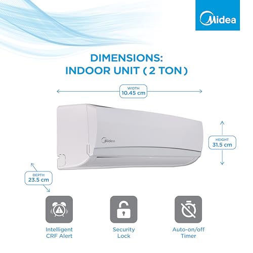 Image of Midea 2 Ton 3 Star AI Gear Inverter Split AC (Copper, Convertible 4-in-1 Cooling,HD Filter with Auto Cleanser, SANTIS PRO DELUXE, MAI24SD3R32F0,White)