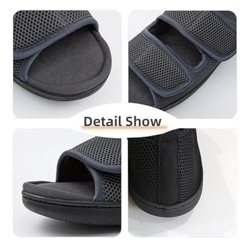 Men's Open Toe Diabetic Sandals, Men Summer Mesh Breathable Adjustable Orthopedic Diabetic Sandals, Lightweight Anti-Slip Indoor Outdoor Sole Edema Shoes, for Foot Heel Pain, Pain Relief3