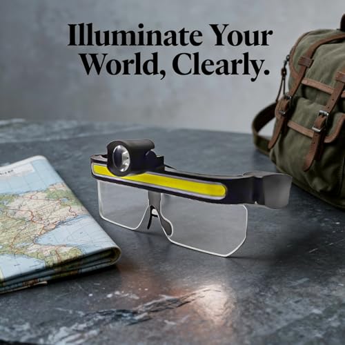 Linterna frontal recargable en gafas LED con lentes antivaho negras 3
