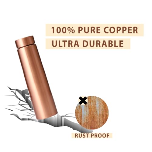 Image of Tambra Pure Copper Matt Cylinder Design Water Bottle with Advanced Leak Proof Protection and Joint Less With Matt Finish Look | Ayurveda and Yoga Health Benefits | (950 ml, Pack of 2)