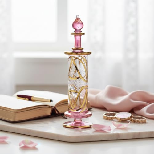NileCart Large Egyptian Perfume Bottles, Handmade Glass with Gold Accents, 120 ml, Decorative Fragrance Containers (Pink) - image 3