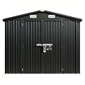 Metal Outdoor Storage Shed with Sloping Roof and Lockable Door, Heavy-Duty, for Patio, Lawn, Backyard (Black, 10×8 FT)