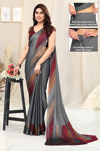 Image of MIRCHI FASHION Women's Ready to Wear 1 Minute Drape Chiffon Printed Saree with Blouse Piece