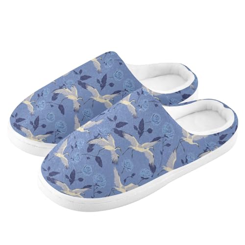 Crane Bird Flowers Floral Slippers for Women Men, Soft House Slippers with Cozy Memory Foam Indoor Outdoor Slippers Size 8/9 23001464