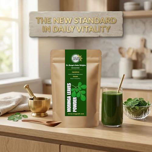 Image of DR. RENGA'S SOLAR DELIGHTS Moringa Leaves Powder 100g - 100% Natural Solar-Dried & Edible Grade, Pure Drumstick Leaf Powder for Vitality, Hair Growth & Radiant Skin