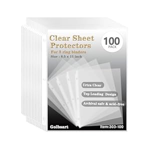 Golbsart Sheet Protectors for 3-Rin...