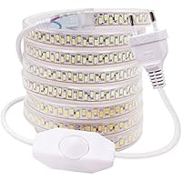 XUNATA 1m Regulable Tira LED, 5630 SMD 180leds/m, IP67 Impermeable, 220V Escalera de Techo Blancas Tira de LED Cocina Cable Luces Blanco calido