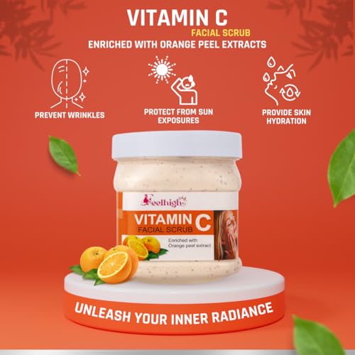 Image of Vitamin C Facial Kit Scrub,Cream, Gel, Mask Pack of 4 Each 500ml Men Women