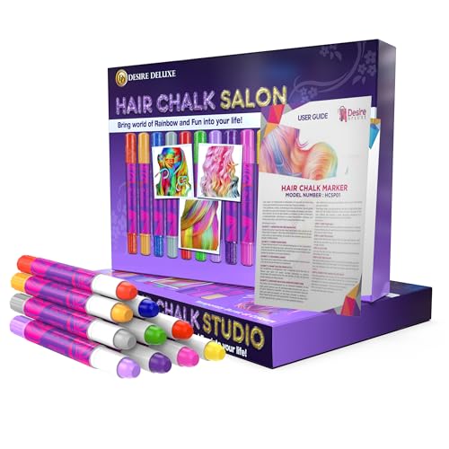 Product Image of the Desire Deluxe - Girls Gifts Hair Chalk 10 Temporary Non-Toxic Easy Washable Hair...