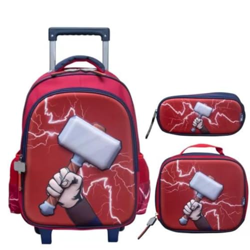Kit Mochila Escolar Infantil com Rodinha Lancheira e Estojo 3D Menino Menina