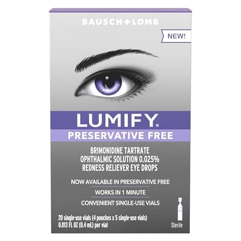 LUMIFY Redness Reliever Preservative Free Eye Drops, 20 Single Use Vials, Fast Acting, First & Only PF Drop for Whiter & Brighter Looking Eyes, Relieves Red Eyes, Works in 1 Min, Lasts Up to 8 Hours Cover